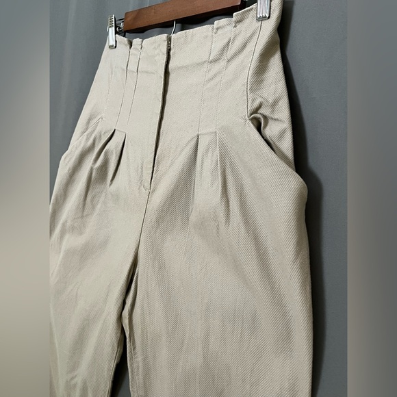 Cynthia Steffe Tan Textured High Waisted Lagenlook Trouser Pants - Picture 3 of 5